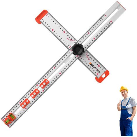 Règle de positionnement de perçage, règle carrée en T de 60 cm, règle d'angle de haute précision, travail du bois 2 en 1, jauge de marquage de dessin à coupe croisée, outils de mesure