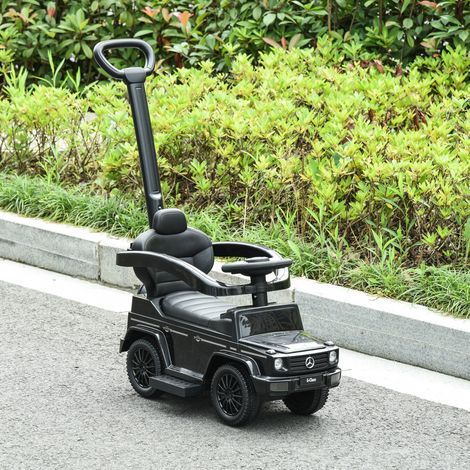 Voiture électrique Mercedes G350 sous licence pour enfants de 1 à 3 ans, avec klaxon, toit amovible et barre d'appui, capacité de charge de 25 kg, dimensions : 85,5 x 40,5 x 95 cm, noire (1/5)