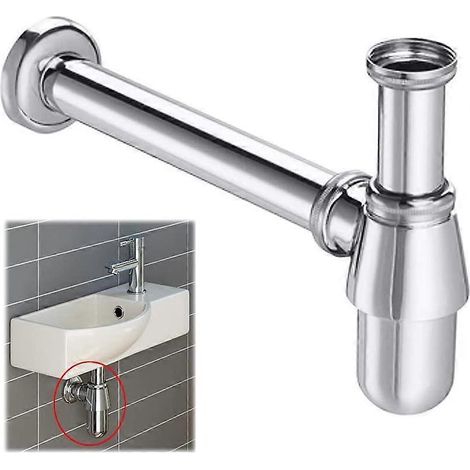 Siphon de lavabo en laiton chromé pour flacon de déodorant, robinet de salle de bain, tuyau d'évacuation rond réglable, design moderne (1 1/4) (1/5)