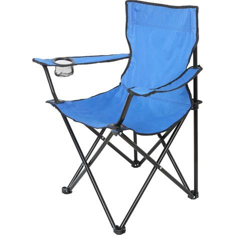 Chaise de Camping Pliable, Chargeable jusqu'à 100 kg, Hauteur du siège 40 cm, avec Porte-Boisson et Sac, léger, 80 x 50 x 47 cm, Bleu (1/5)