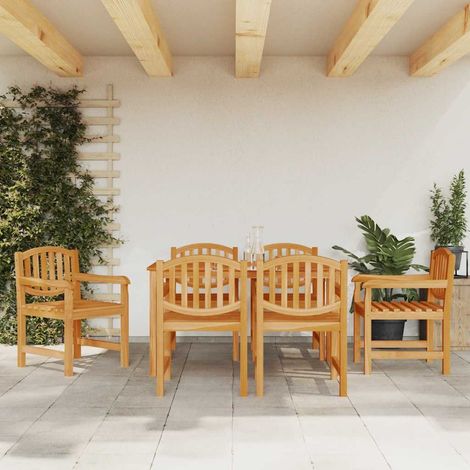 Ensemble repas de jardin 7 pièces avec table et 6 chaises en bois de teck massif - PANGIVO (1/5)