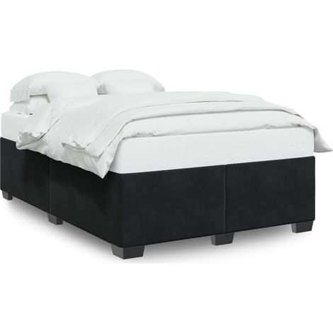 Lit double  Lit adulte  Cadre de lit sans matelas noir 160x200 cm velours (1/5)