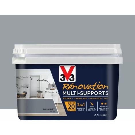 Peinture V33 Rénovation Multi-Supports Gris Galet 0,5 L