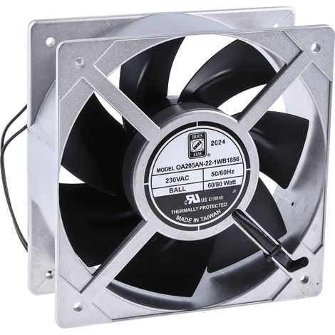 Ventilateur axial RS PRO 230 V c.a., 1002.4m³/h, 205 x 205 x 72mm, 80W ( Prix pour 1 ) (1/4)