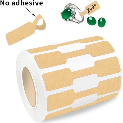 500 etiquetas de precio, Etiquetas adhesivas, Etiquetas, Etiquetas de precio para joyería, Papel kraft, 6 x 1,2 cm, Marrón (1/5)