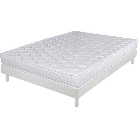 Matelas + sommier 140x190 Mousse - Decokit - Soutien medium - Sommier démonté - Blanc (1/5)