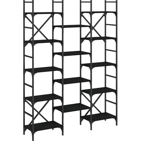 vidaXL Estantería madera de ingeniería negra 127,5x28,5x172,5 cm (1/2)