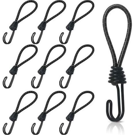 Set of 10 tensioner elasticity in rubber 16 cm – Hooks double for fastening secure – Resistant to the weather – Load max 15 kg (1/5)
