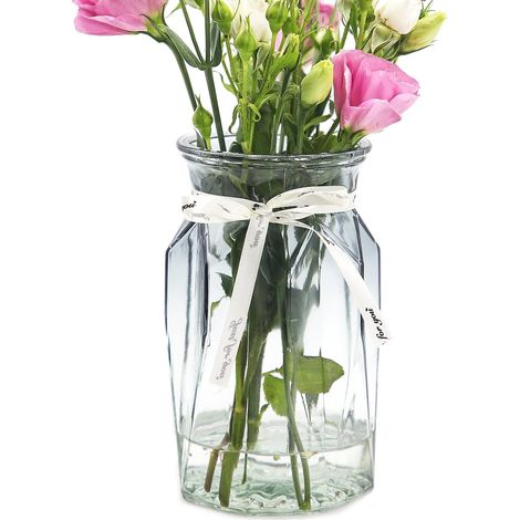 Vase verre géométrique dégradé gris transparent, moderne pour maison, bureau ou mariage (1/5)