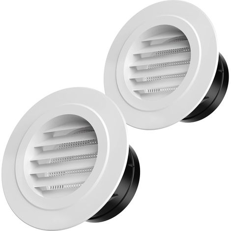 Lot de 2 grille d'aération de soffite avec écran intégré pour ventilateur d'extraction, conduit, salle de bain, cuisine, garage, 100 mm (1/5)