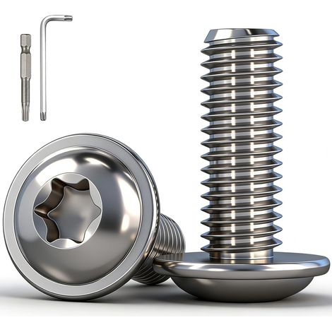 10 Pièces Vis à Tête Bombée Torx M6x50mm en Acier Inoxydable A2 V2A,Vis à Six Pans Creux avec Bride et Clé,Filetage Complet pour Fixation Métall,Machines (1/5)
