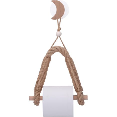 Porte Papier Toilette , Derouleur Papier Toilette , Support Papier WC , Porte-Papier Salle de Bain Support de Rouleau de Serviette Toilette Corde , Solide et Robuste (Moon)-Fei Yu (1/5)