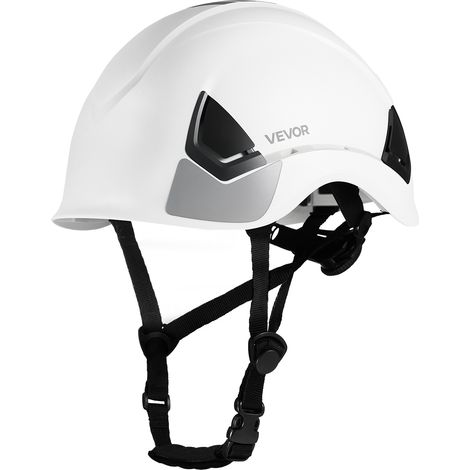 VEVOR Casque de Securite Ventile, Casque de Protection Certifie ANSI/ISEA Z89.1, Reglable, Leger et Rigide en ABS, avec Suspension a Cliquet a 6 Points, pour Industrie Chantier Construction, Blanc
