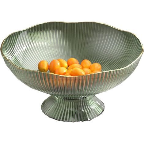 Coupe à fruits - Plastique - Base amovible avec trous de drainage - Support inclus - Idéale pour la table de cuisine, la décoration intérieure et les présentations champêtres (Vert) Vert foncé (1/5)