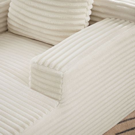 Canapé convertible 3 places en velours côtelé – Confort mousse haute densité – Dimensions 200x90x80cm – Fauteuil relax et méridienne (1/5)