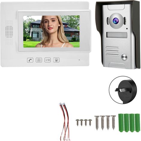 Kit de visiophone filaire 7 pouces avec caméra et moniteur, 110-240V (prise AU), sonnette vidéo avec interphone, écran couleur (1/5)