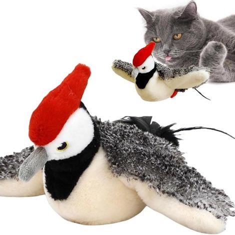 Interaktives Spielzeug für fliegende Vögel und Katzen – inklusive Katzenminze und Vogelgeräuschen, kompatibel mit USB-Aufladung.
