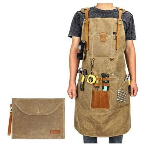 Tablier de travail en toile cirée pour hommes et femmes avec poche et sangles rembourrées, boucle à dégagement rapide, tablier réglable jusqu'à XXL (1/4)