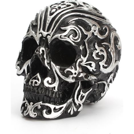 de crâne en résine ignifugée sculptée avec un motif de