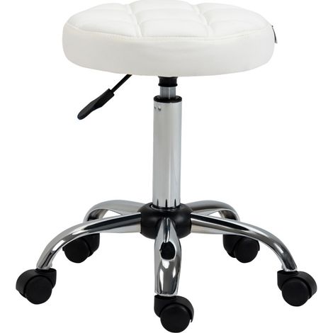 sedia girevole regolabile 35 cm in similpelle bianca OKMYHOME (1/4)