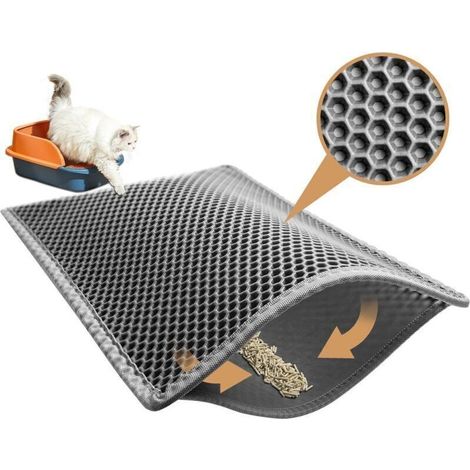 Tapis de litière pour chat 90x60 cm – Imperméable et antidérapant – Double couche en nid d'abeille – EVA non toxique (1/5)