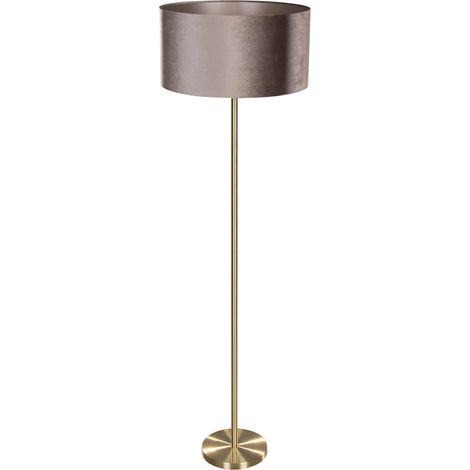 Stehleuchte Messing mit Samt-Schirm Taupe 50cm - Simplo (1/4)