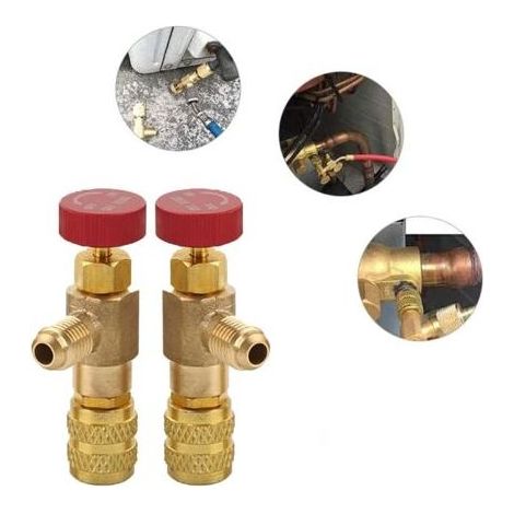 2 Pièces Soupape de Sécurité Liquide Adaptateur, Soupape de Sécurité R410A R22, Vanne de Régulation de Réfrigérant, Vanne de Refroidissement Climatisation, for Air Conditioning Flow Valves (1/5)