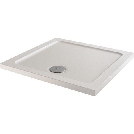 Modern Square Shower Tray 760 x 760mm Low Profile Slimline Lightweight White (1/2)