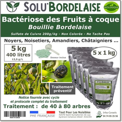 Bouillie Bordelaise Non Colorée spécial Bactériose des Fruits à coque, SOLU'BORDELAISE-Sachet de 5 kg (1/5)