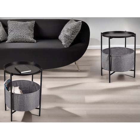 Couchtisch 2er Set aus Metall mit Stoff Korb Höhe 61cm (1/5)