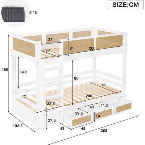 Couchtisch aus Holz in Weiß 205 x 102.5 x 150 cm HOMAIRE (1/5)