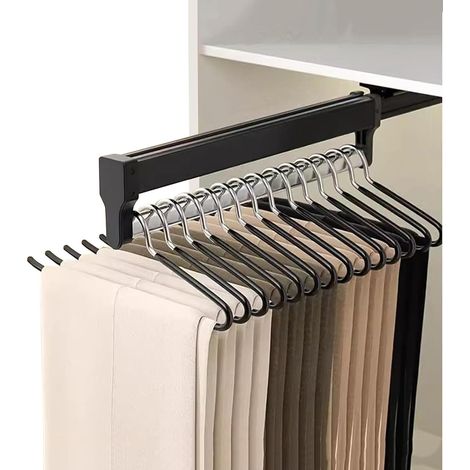 Cintre Extensible - Capacidad De Carga 25 Kg - Para 30 A 40 Pantalones - Acero Laminado En Frío Y Plástico Reforzado - Negro (1/5)