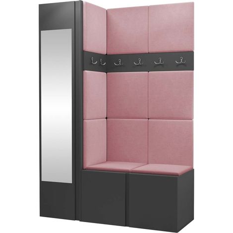 Conjunto para recibidor Hartford 277, Grafito, 186x124x46cm, Espejo, Tapiz, Aglomerado laminado, Colocada, Montada en la pared (1/5)