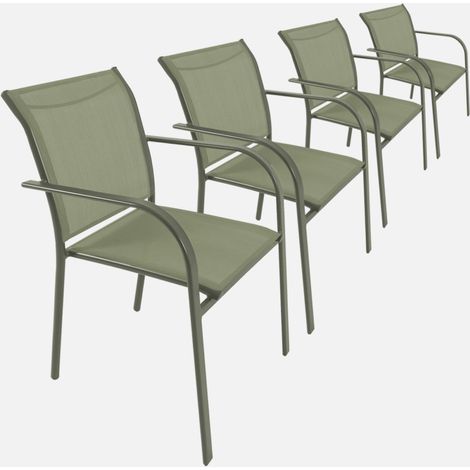Set 4 sedie da giardino in alluminio e textilene