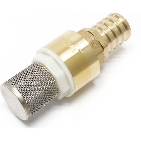Wiltec Clapet de pied – 26,16 mm / 3/4 – DN20 – en Laiton et Acier inoxydable – Clapet anti-retour avec crépine d'aspiration pour Pompe puit, vide cave, diesel, fioul" (1/5)