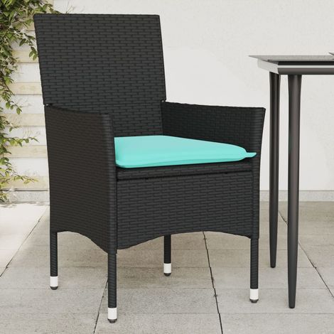 Sillones de jardín con cojines 2 uds ratán sintético negro