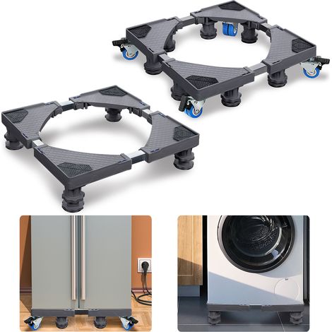 Pièces détachées pour lave-linge Base de machine à laver réglable Base 4 pieds pour sèche-linge, machine à laver et réfrigérateur (gris) HENGMEI (1/5)