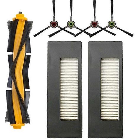 Kit de remplacement de filtre pour aspirateur Ecovacs Deebot DE55 DE53 DE6G : brosses latérales, brosse pour filtre HEPA et chiffon de nettoyage.