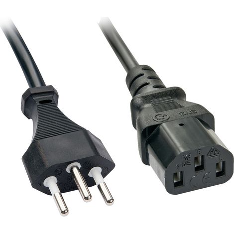 LINDY Strom Anschlusskabel [1x Schweiz-Stecker - 1x Kaltgeräte-Buchse C13] 2.00 m Schwarz