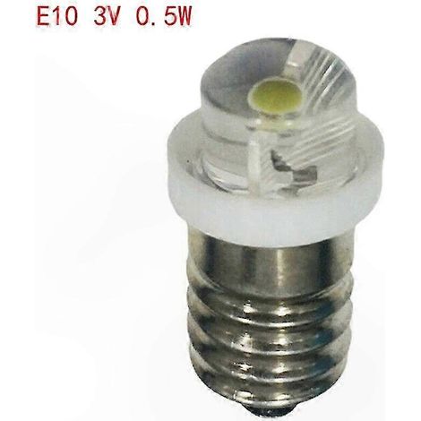 E10 Weiße LED-Lampe 3/45/6V 0,5W 6000K Ersatzbirne für Taschenlampe, Laterne (1/5)