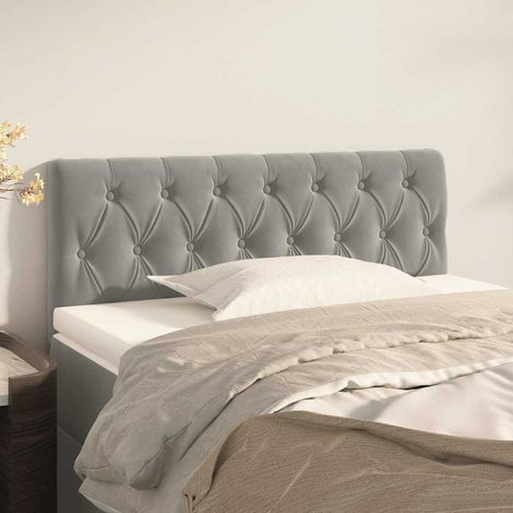 Tête de lit 90 cm réglable en hauteur, velours gris clair, pieds en bois, 90 x 7 x 78/88 cm - PANGIVO (1/5)