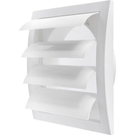 Campana extractora blanca de 150 mm con rejilla antiinterferencias y brida integradas, cubierta de rejilla de ventilación blanca, cubierta de conducto de escape de climatización (190 x 190 mm)