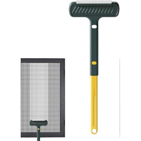 Brosse nettoyante pour moustiquaire 2 en 1 avec raclette et manche télescopique outil de nettoyage en verre ABS 110 g (1/5)
