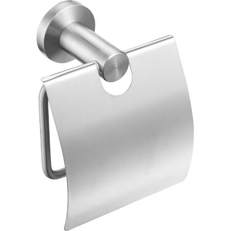 BUNTHAUS Porte-rouleau de papier toilette avec couvercle, support de papier toilette brossé, tréfilage en acier inoxydable, support mural (1/4)