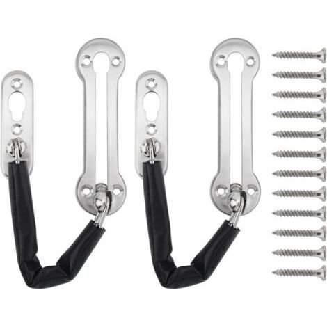 Chain Door Lock, 2pcs Anti-Theft Stainless Steel Security Door Lock for Family, Hotel and Apartment (1/5)