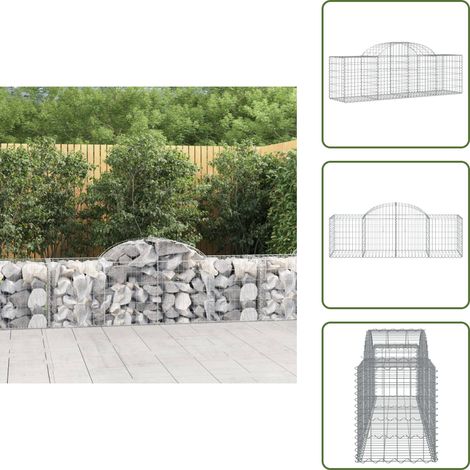 Gabione mit Hochbogen 200x50x60/80 cm Verzinktes Eisen - Gabionenkorb - Gabionenwand - Gartendekoration - Gartenzubehör - Zaun (1/5)