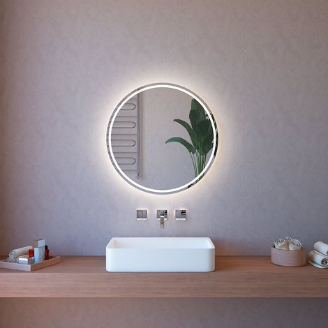 Badezimmerspiegel 75cm rund beleuchtet mit Anti-Beschlag ETR103-M