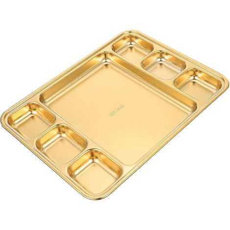 Assiette compartimentée en acier inoxydable doré pour la cuisine (1/5)