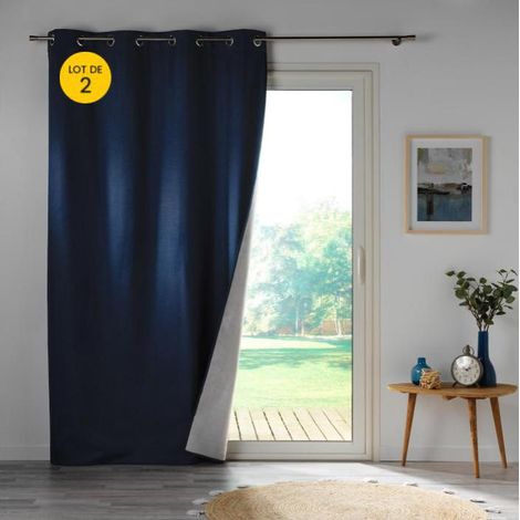Lot de 2 rideaux occultant 140 x 260 cm Crépuscule Bleu (1/4)