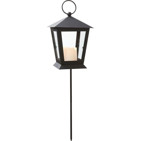 Grablaterne ,Serene mit LED-Kerze, Batterie und Timer, schwarzes Metall, 40cm